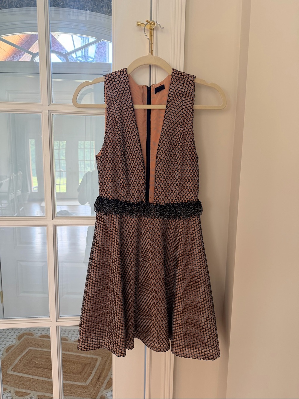 NBD Pink & Black Lace-Trim Sleeveless Fit & Flare Dress